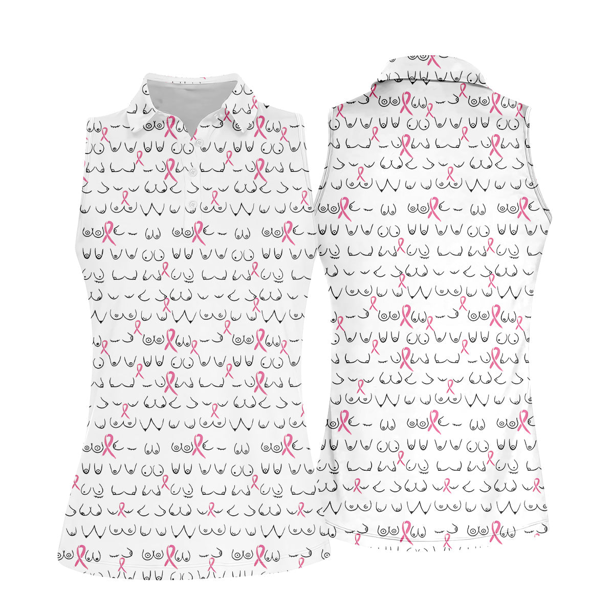 Breast Cancer Golf Shirt, Ladies Golf Shirt, Ladies Sleeveless Golf Shirts, Womens Golf Shirts