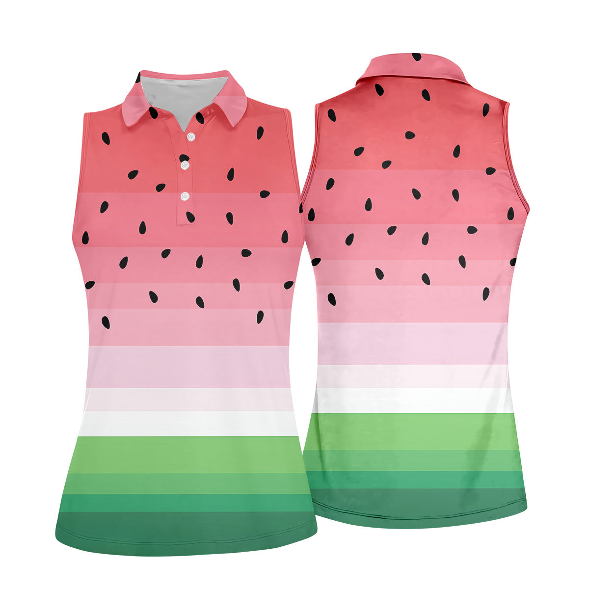 Watermelon Summer Fun Womens Golf Shirts, Pink Golf Shirt, Ladies Golf Shirts, Golfing Apparel