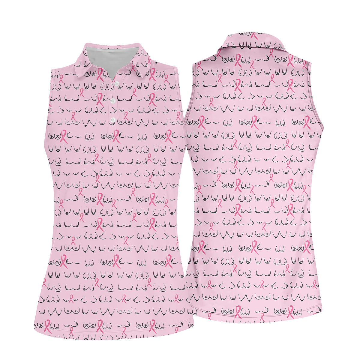 Breast Cancer Golf Shirt, Ladies Sleeveless Golf Shirts, Ladies Golf Shirts, Matching Golf Shirts