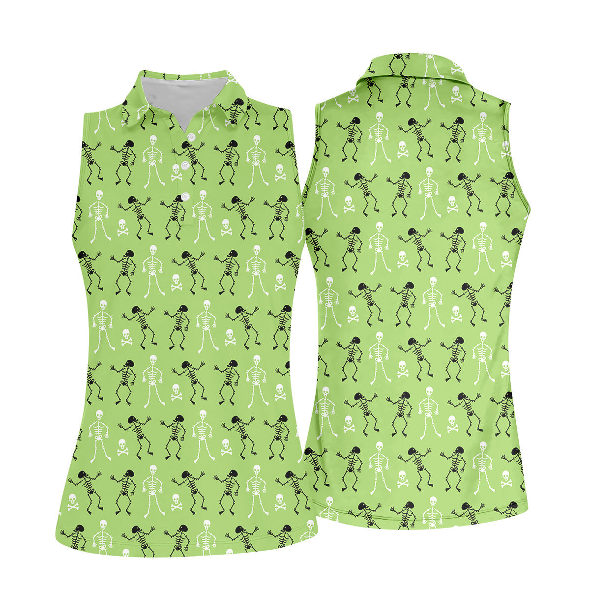 Funny Skeleton Shirt, Halloween Polo Shirts, Green Golf Polo, Womens Sleeveless Polo, Ladies Golf Shirts