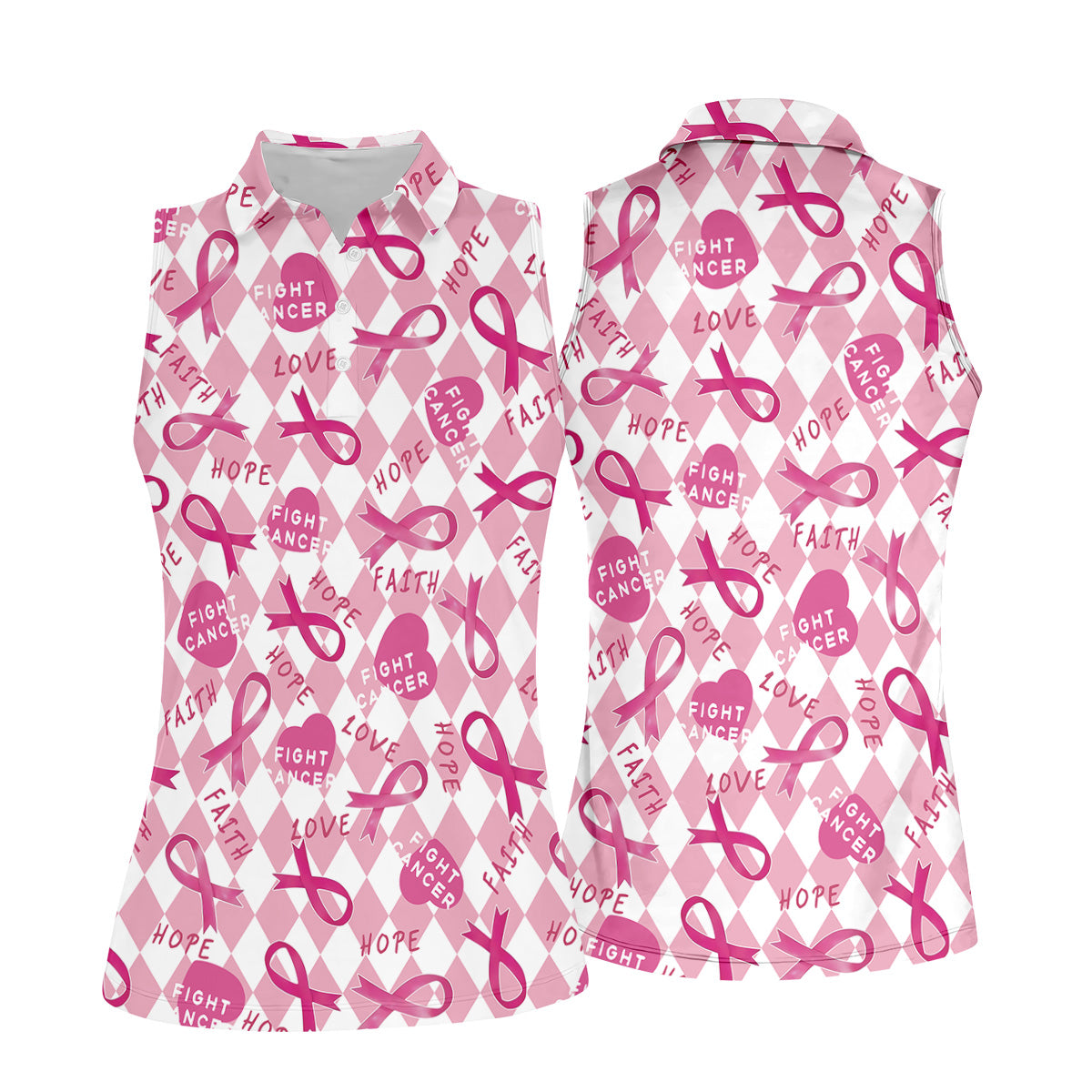 Faith Hope Fight Cancer Golf Shirt, Breast Cancer Awareness Shirt, Ladies Golf Shirt, Golf Gift For Women