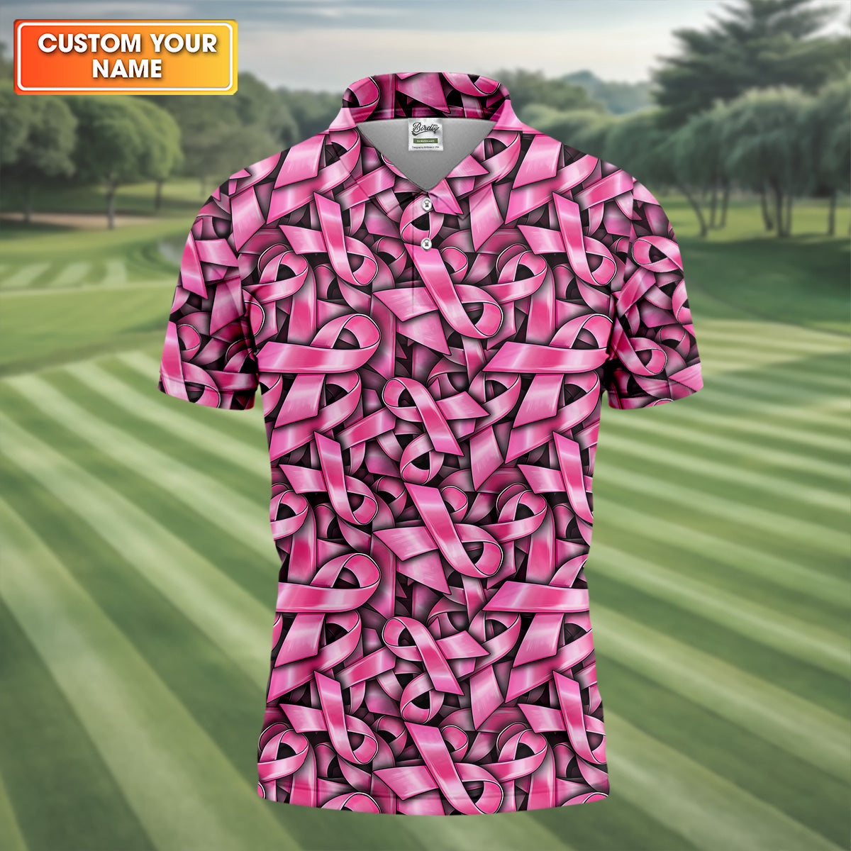 Pink And Black Breast Cancer Golf Shirt, Mens Golf Polo Shirts, White Polo Shirt Mens, Golfing Apparel