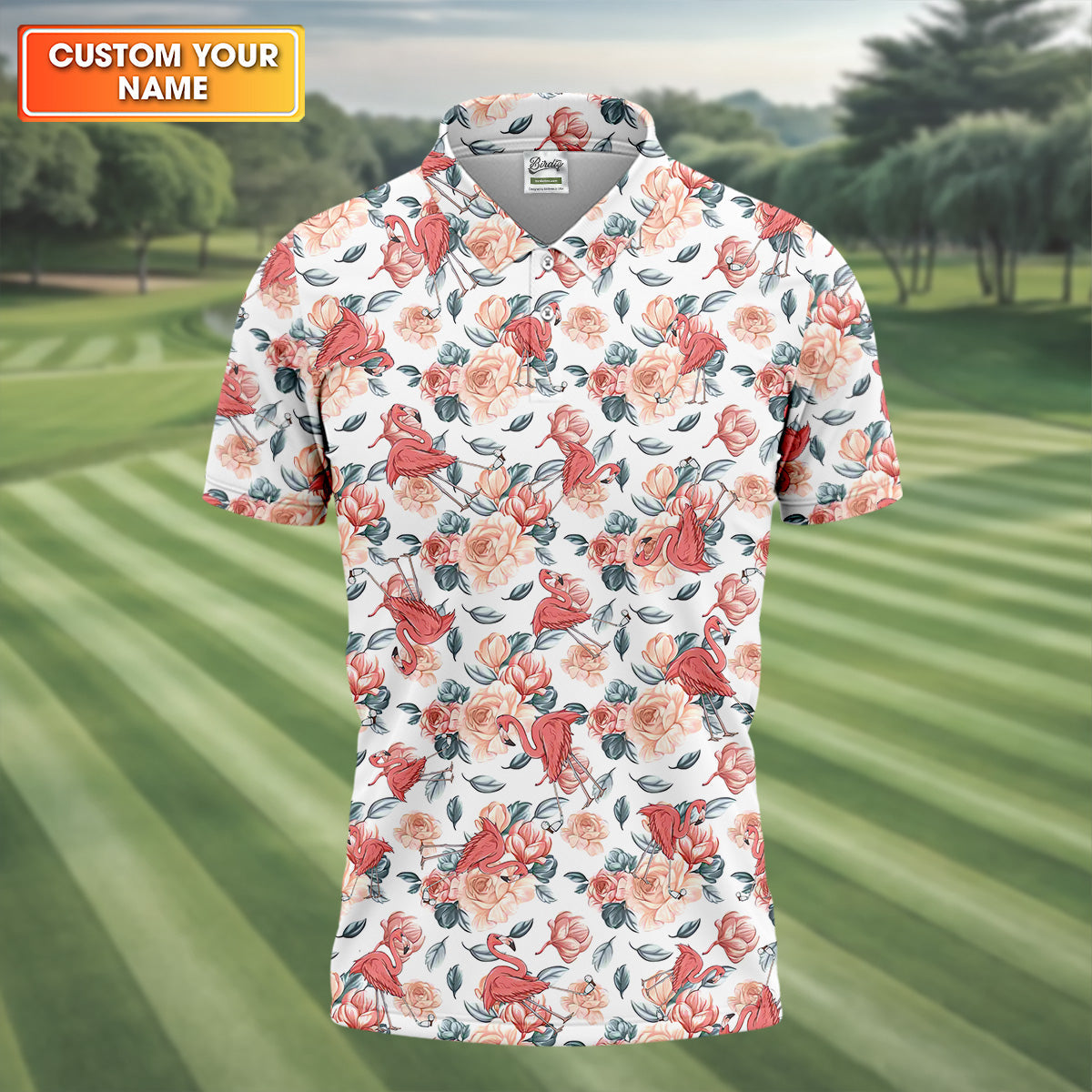 Floral Golf Shirt With Funny Flaming, Cute Golf Outfit, Mens Golf Polo Shirts, Men Sweatshirt, Golfing Apparel
