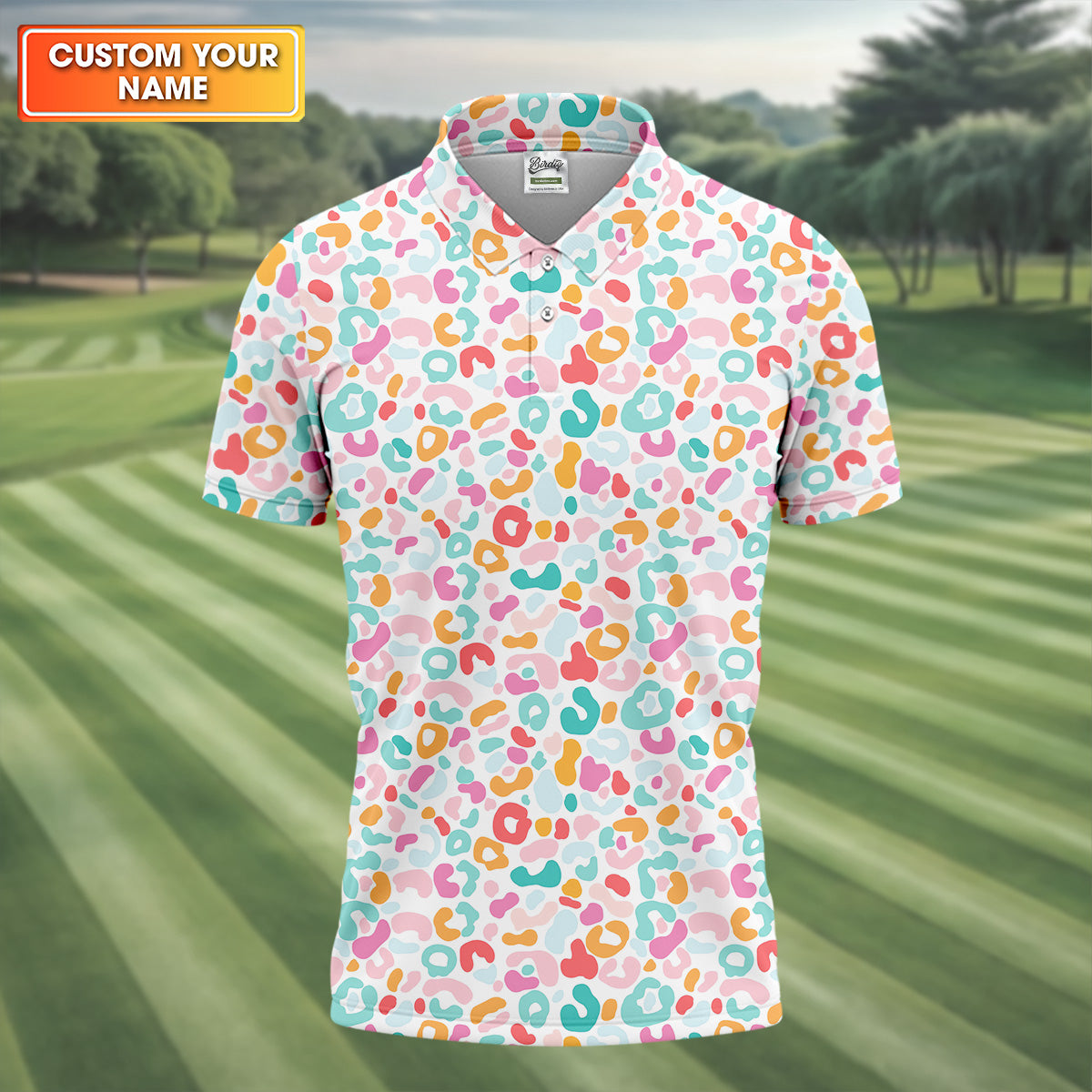 Leopard Pattern Golf Tops For Men, Mens Golf Polo Shirts, White Polo Shirt Mens, Golfing Apparel
