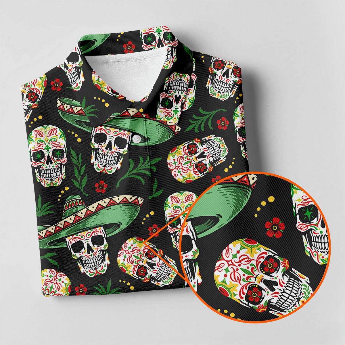 Skull Golf Shirt, Day Of The Dead Shirt, Mexican Floral Shirt, Women Sleeveless Polo, Ladies Golf Shirts