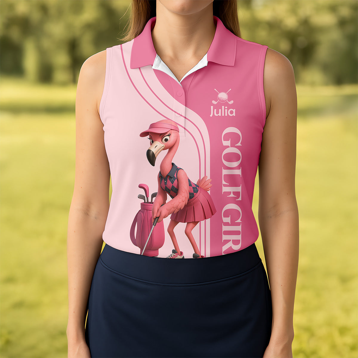 Are You Looking At My Putt Funny Flamingo Pink Golf Shirt, Ladies Golf Polos, Cool Golf Gift