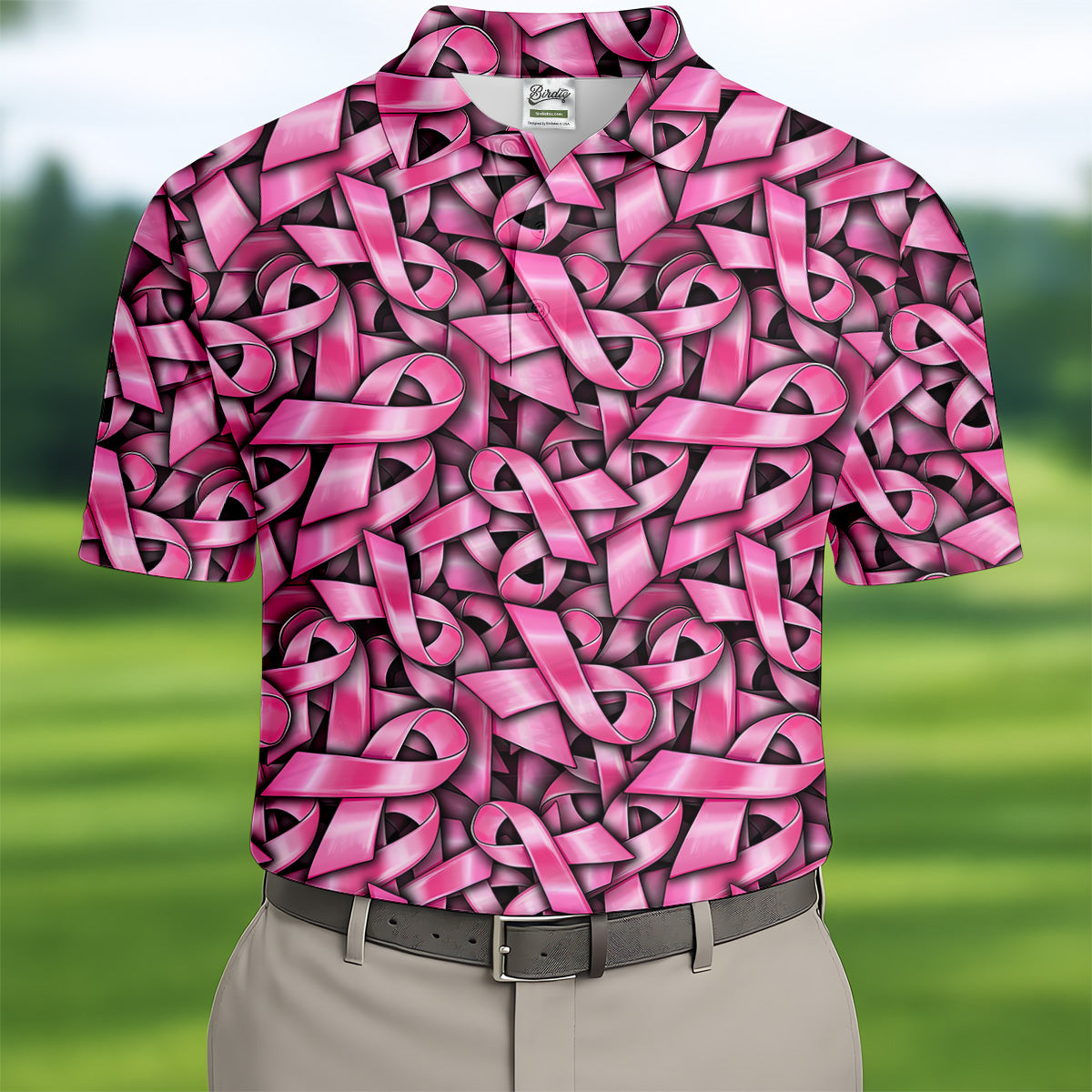 Pink And Black Breast Cancer Golf Shirt, Mens Golf Polo Shirts, White Polo Shirt Mens, Golfing Apparel