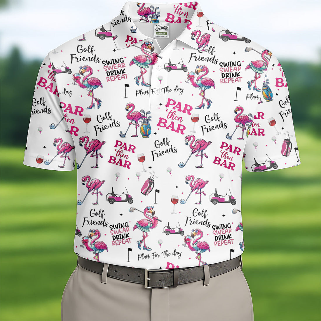 Par Then Bar Flamingo Funny Golf Shirt, Couple Golf Shirt, Matching Golf Shirt, Couple Matching Golf Outfits