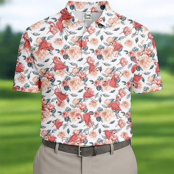 Floral Golf Shirt With Funny Flaming, Cute Golf Outfit, Mens Golf Polo Shirts, Men Sweatshirt, Golfing Apparel