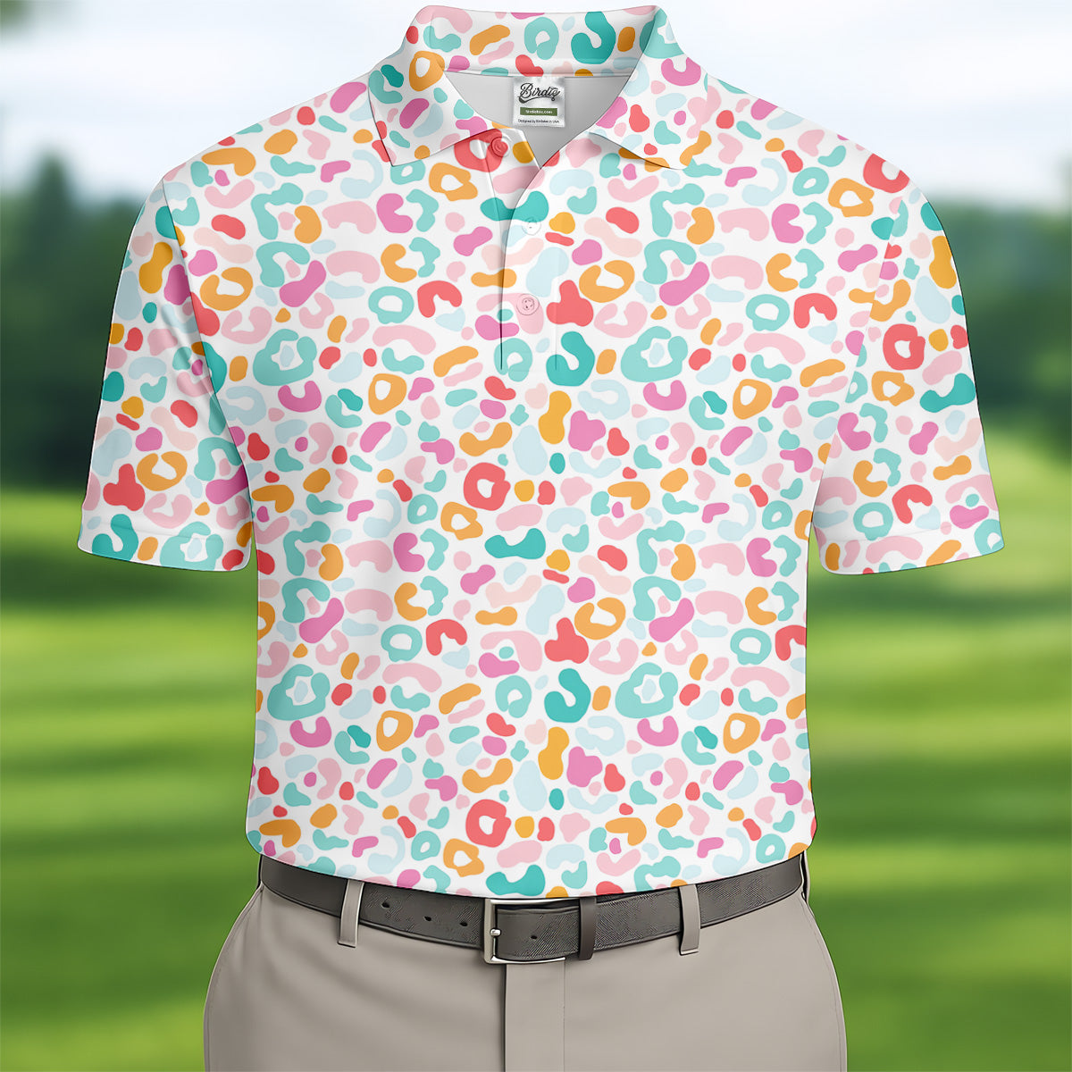 Leopard Pattern Golf Tops For Men, Mens Golf Polo Shirts, White Polo Shirt Mens, Golfing Apparel