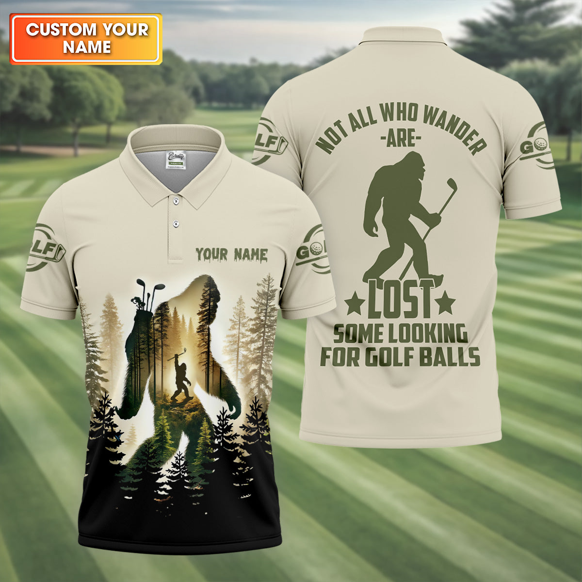 Not All Who Wander Are Lost Some Are Looking For Golf Balls Bigfoot Golf Shirt, Fun Golf Shirts For Men, Men's Golf Polo
