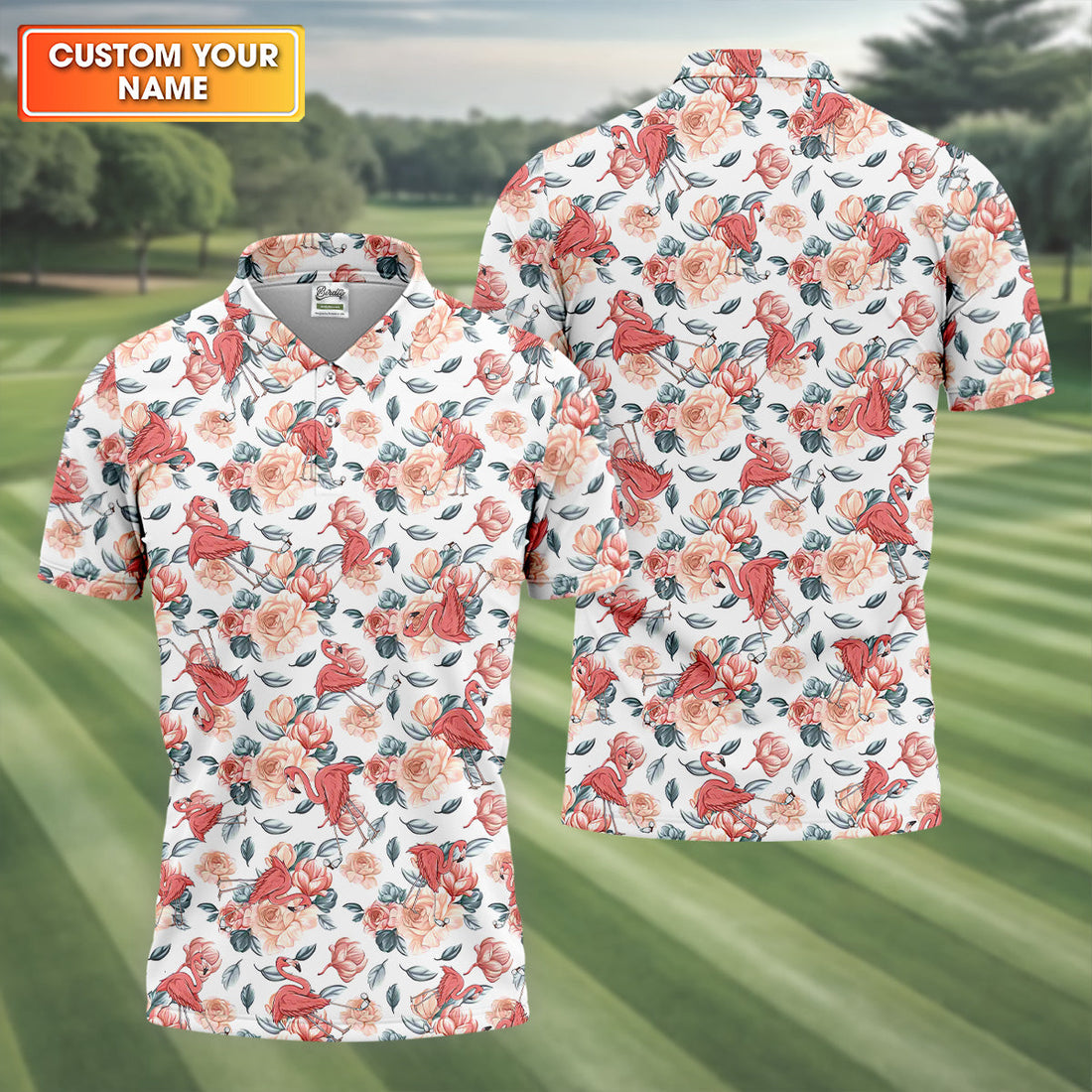 Floral Golf Shirt With Funny Flaming, Cute Golf Outfit, Mens Golf Polo Shirts, Men Sweatshirt, Golfing Apparel