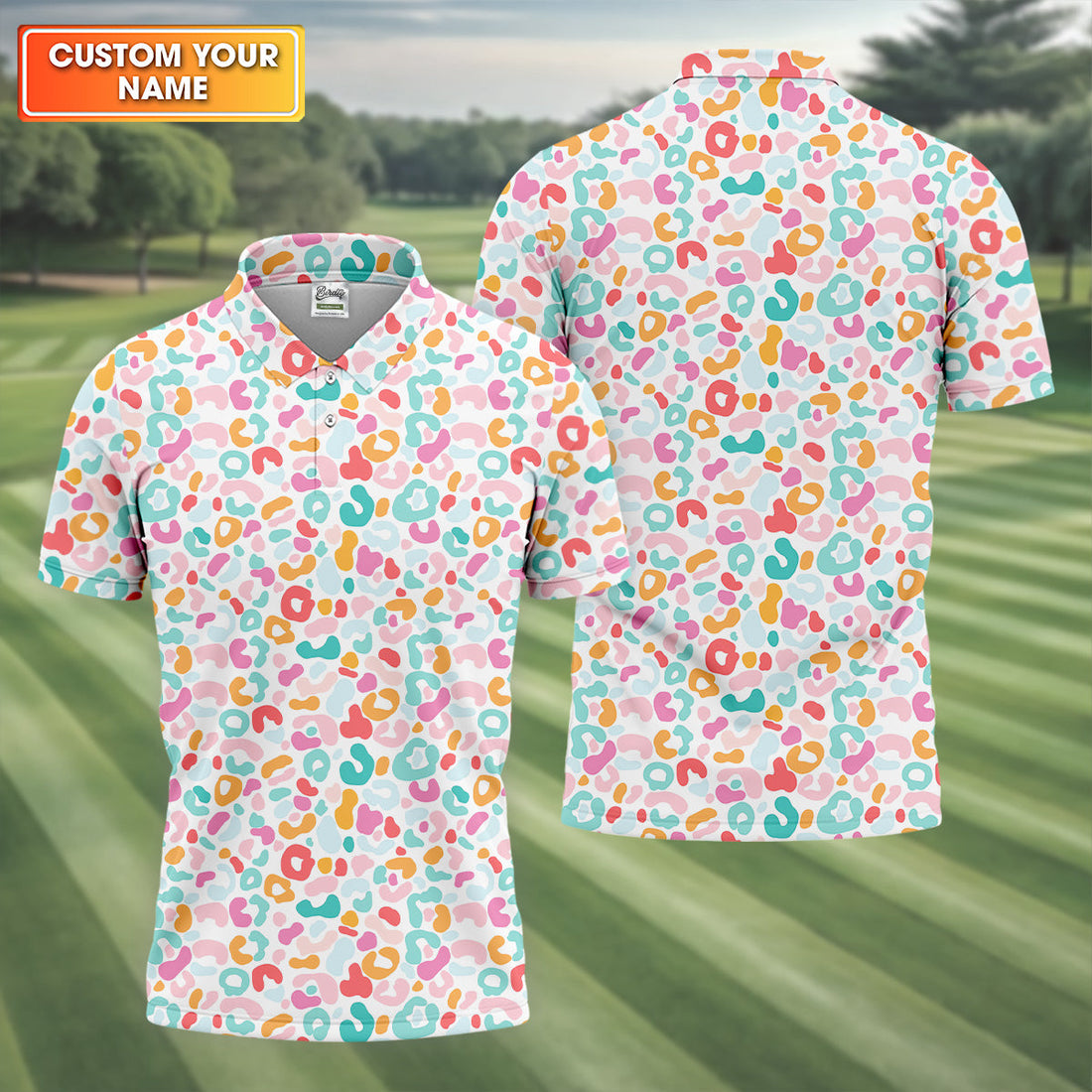 Leopard Pattern Golf Tops For Men, Mens Golf Polo Shirts, White Polo Shirt Mens, Golfing Apparel