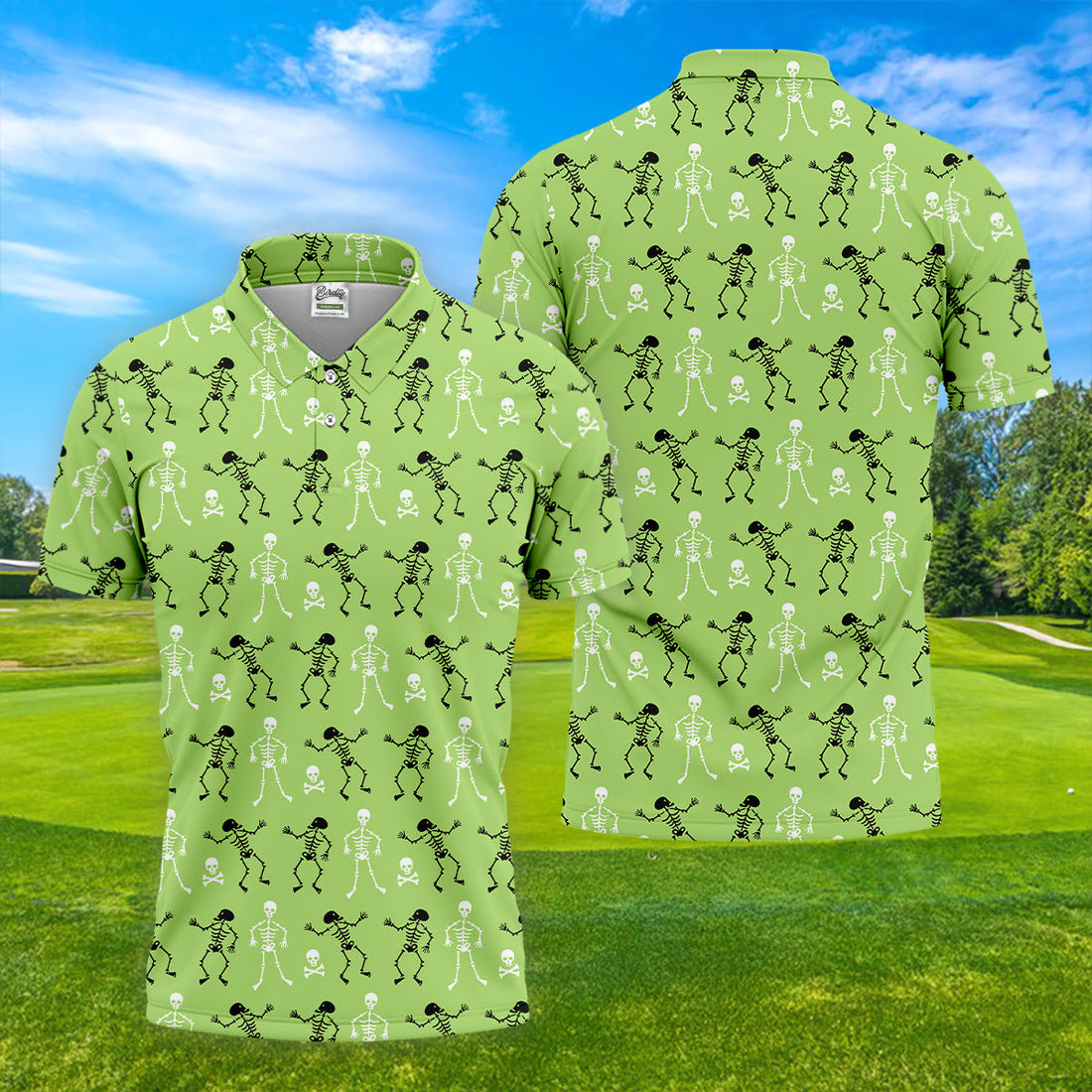 Funny Skeleton Shirt, Halloween Polo Shirts, Short Sleeve Button Down, Green Golf Polo, Polo For Men