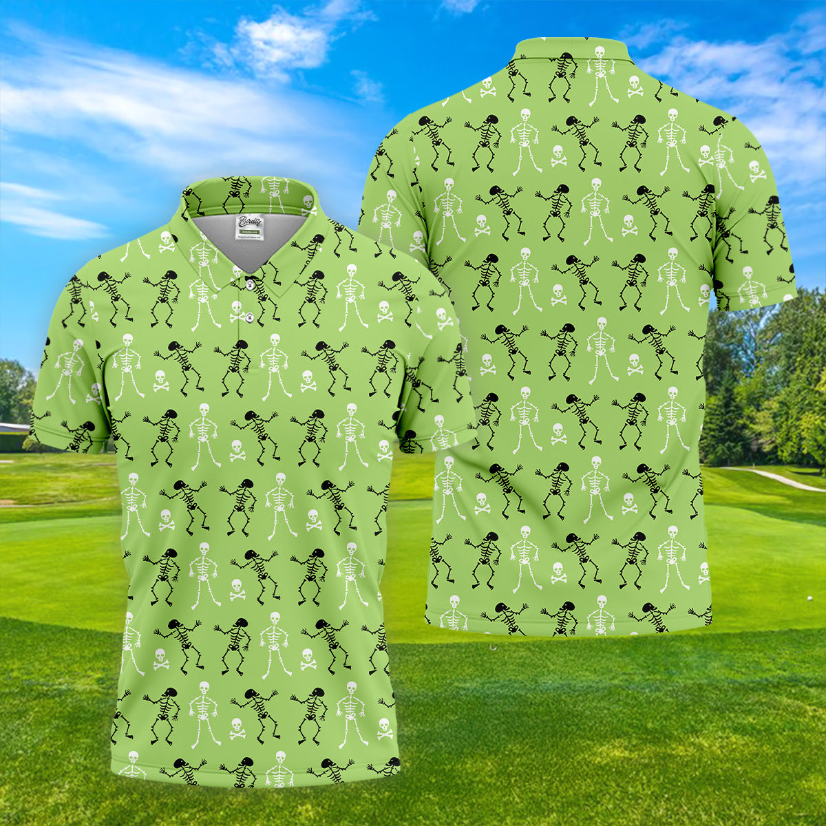 Funny Skeleton Shirt, Halloween Polo Shirts, Short Sleeve Button Down, Green Golf Polo, Polo For Men