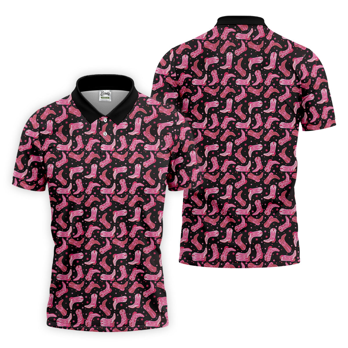 Pink Cowboy Golf Shirt, Western Golf Shirt, Men's Long Seeve Golf Shirts, Golf Gifts For Men