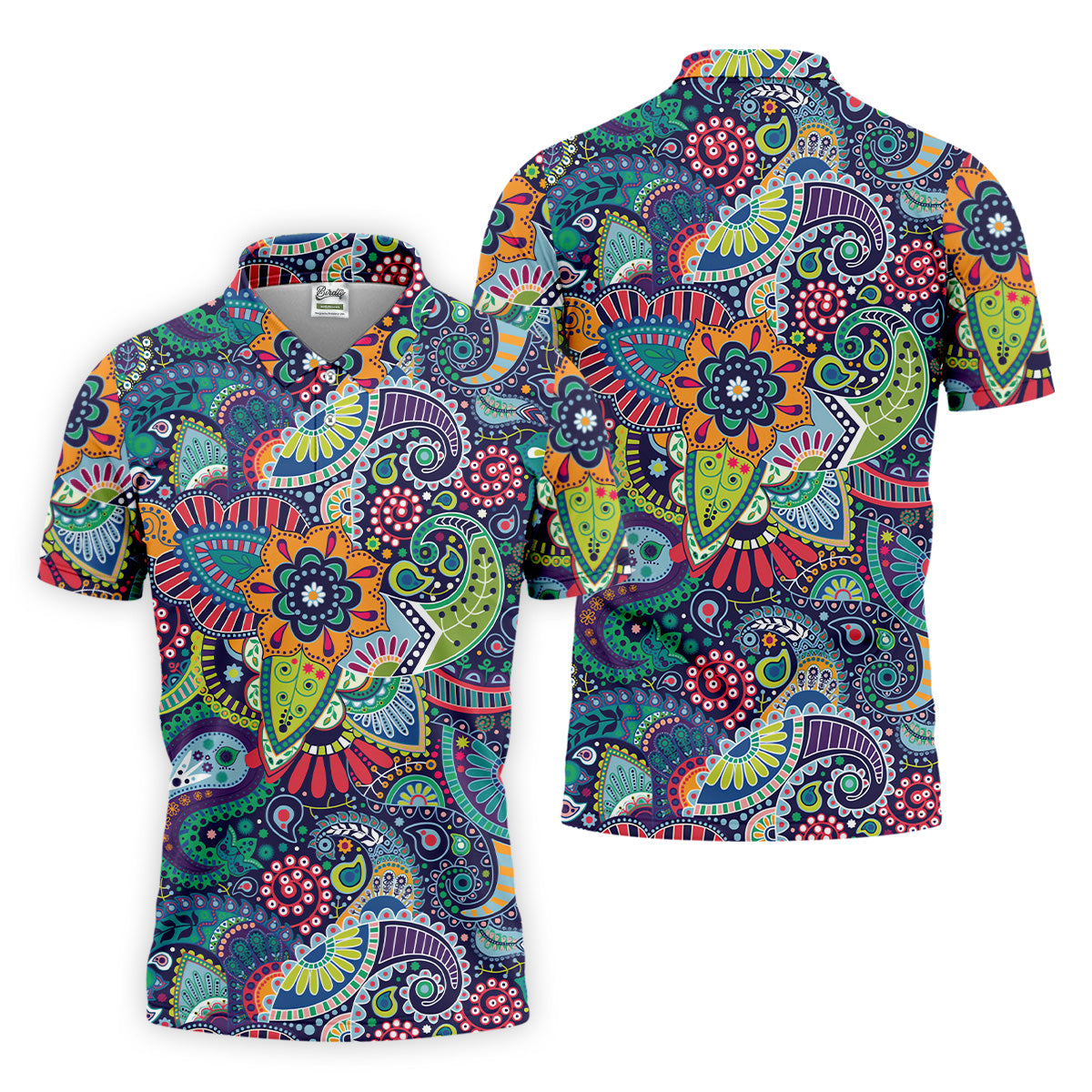 Colorful Paisley Men Polo, Mens Paisley Shirts, Mens Golf Polo Shirts, Golf Gift For Men