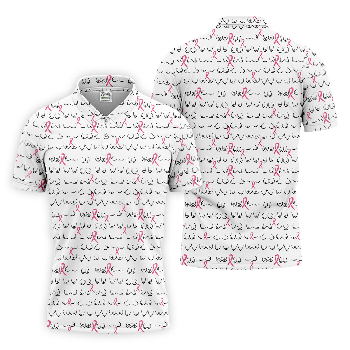 Breast Cancer Golf Shirt, White Golf Shirt Men, Fun Golf Shirts For Men, Cute Golf Shirt, Fun Golf Shirt
