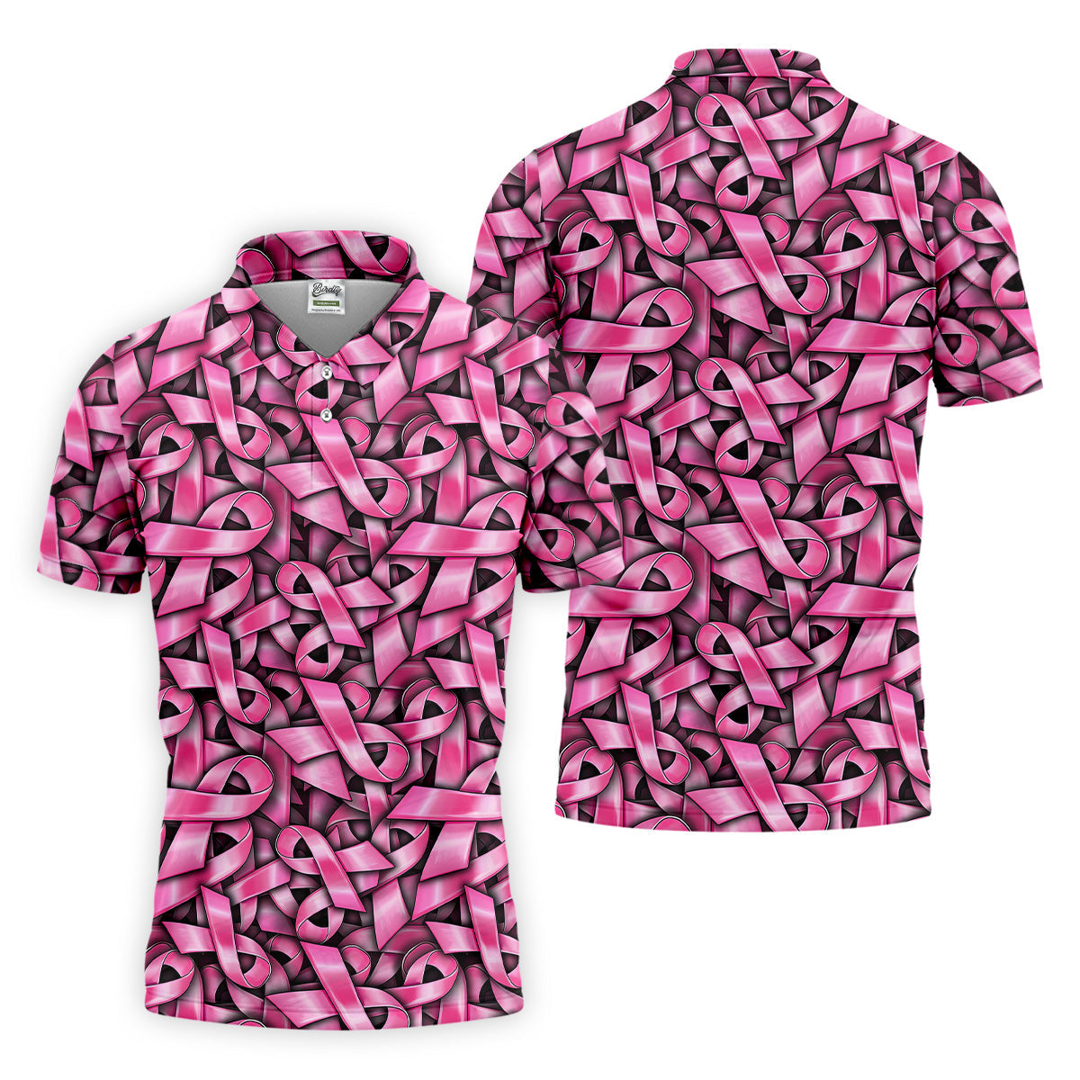 Pink And Black Breast Cancer Golf Shirt, Mens Golf Polo Shirts, White Polo Shirt Mens, Golfing Apparel