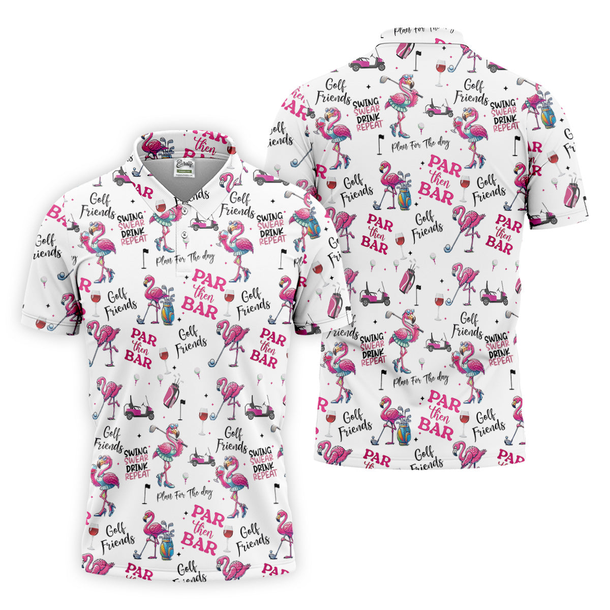 Par Then Bar Flamingo Funny Golf Shirt, Couple Golf Shirt, Matching Golf Shirt, Couple Matching Golf Outfits