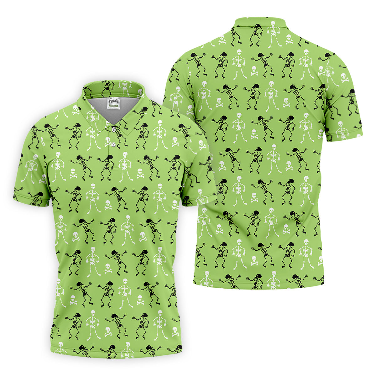 Funny Skeleton Shirt, Halloween Polo Shirts, Short Sleeve Button Down, Green Golf Polo, Polo For Men