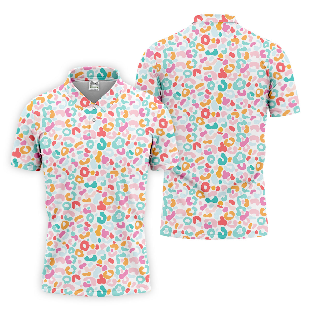 Leopard Pattern Golf Tops For Men, Mens Golf Polo Shirts, White Polo Shirt Mens, Golfing Apparel