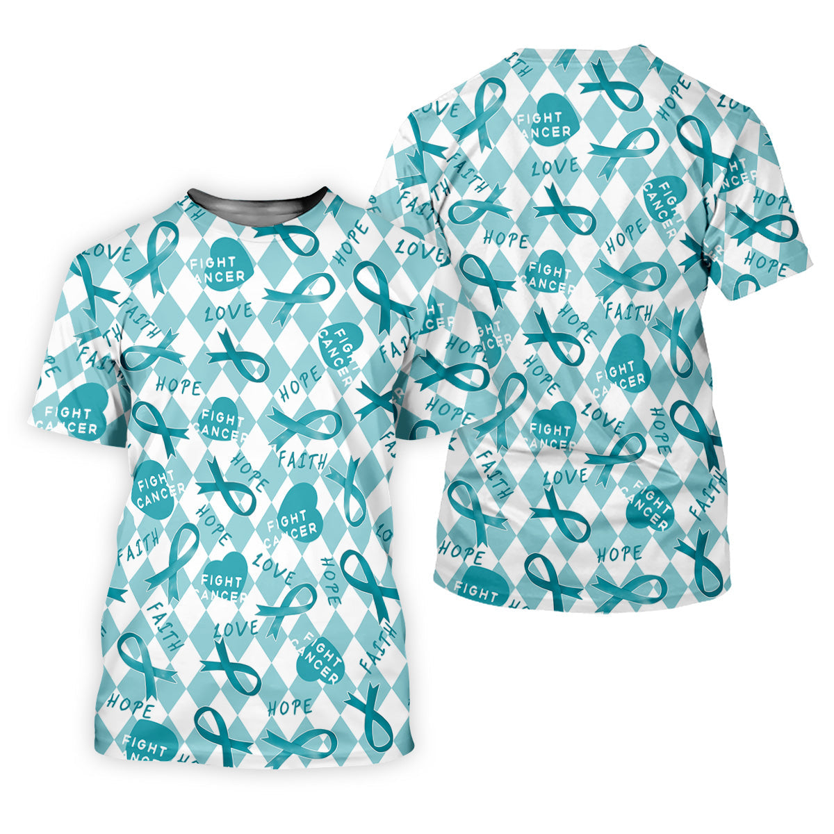Ovarian Cancer Awareness Teal Ribbon Golf Tops For Men, Cancer Awareness Shirt, Golfing Apparel