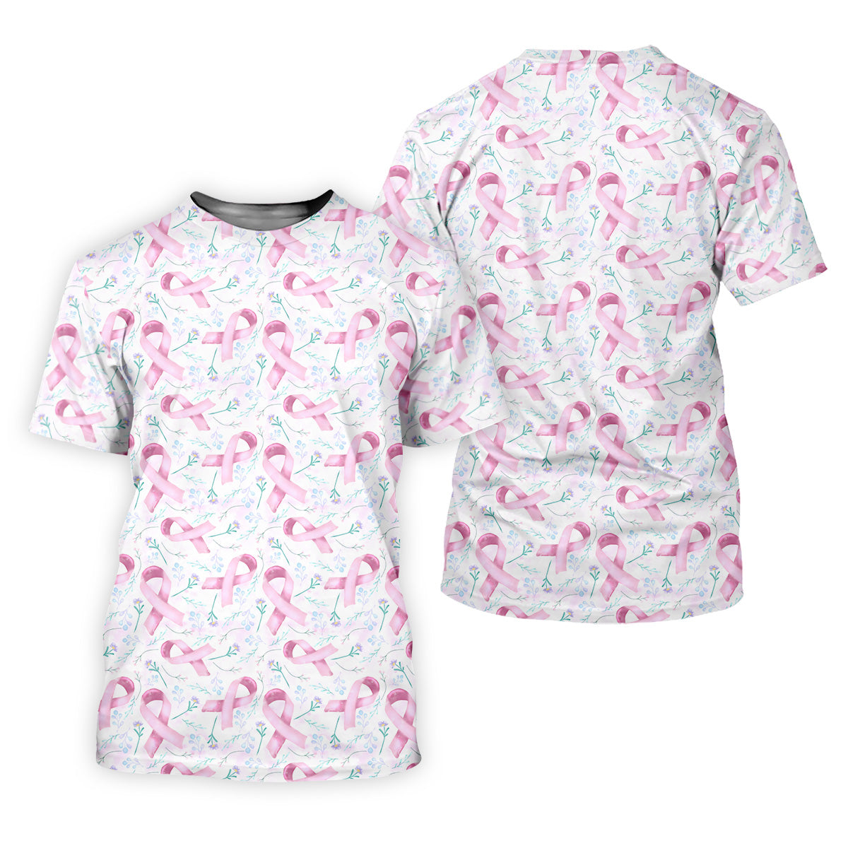 Pink Floral Breast Cancer Golf Shirt, Mens Golf Polo Shirts, White Polo Shirt Mens, Golfing Apparel