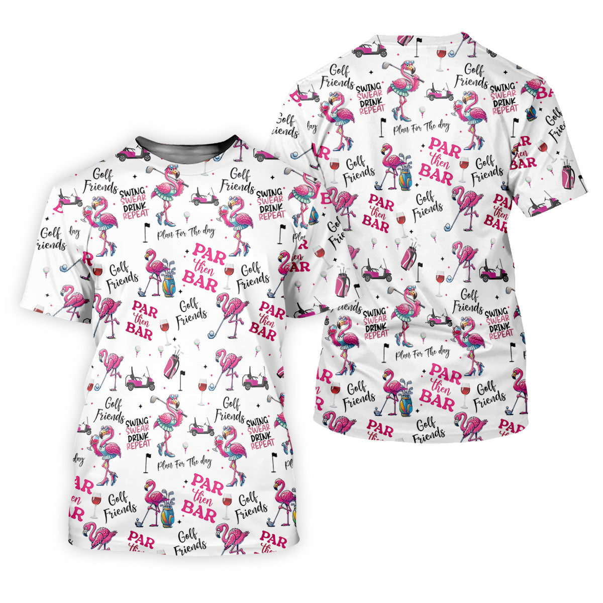 Par Then Bar Flamingo Funny Golf Shirt, Couple Golf Shirt, Matching Golf Shirt, Couple Matching Golf Outfits