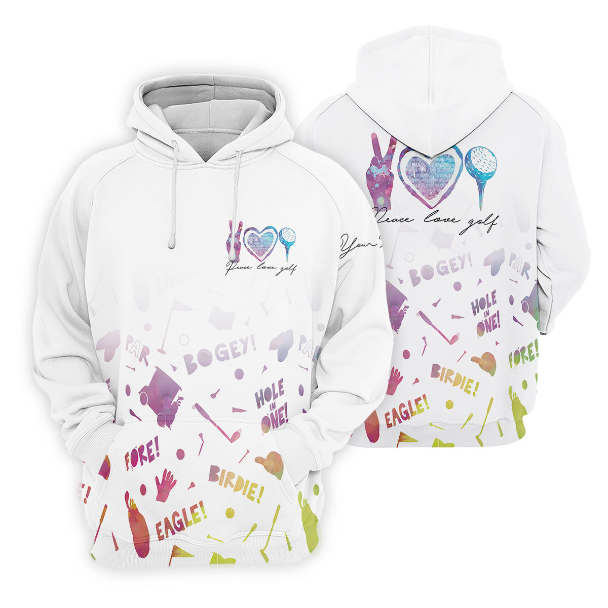 Peace Love Golf Watercolor Shirt, Womens Sleeveless Polo, Ladies Golf Shirts, Hole In One