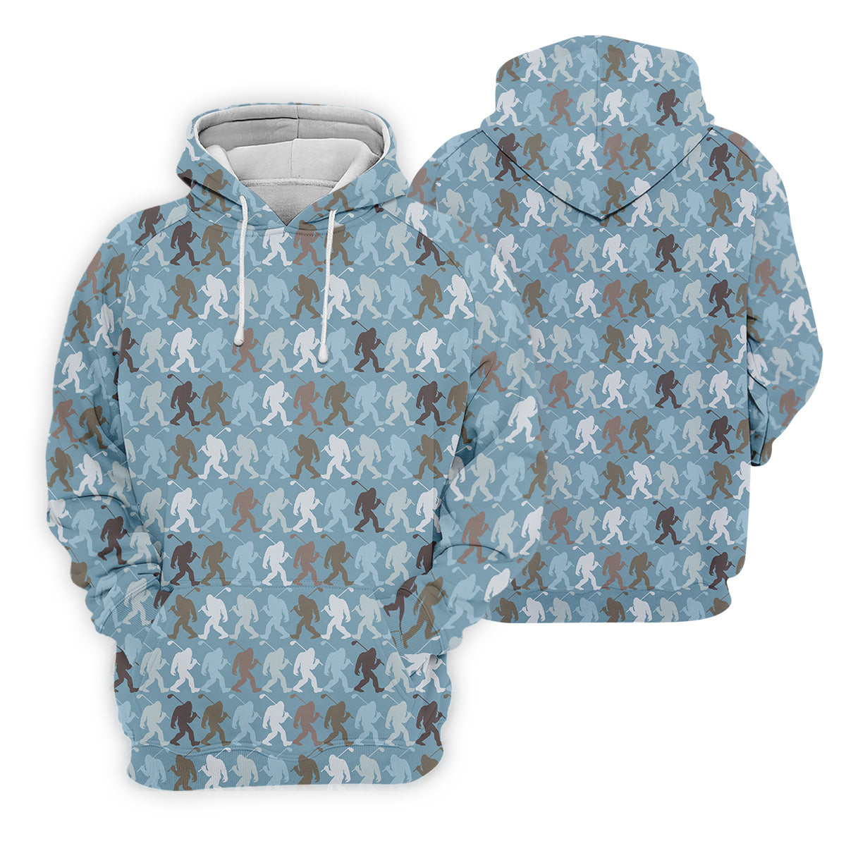 Bigfoot Silhouette Pattern Fun Golf Shirts For Men, Unique Gift For Golfer, Men's Golf Polo