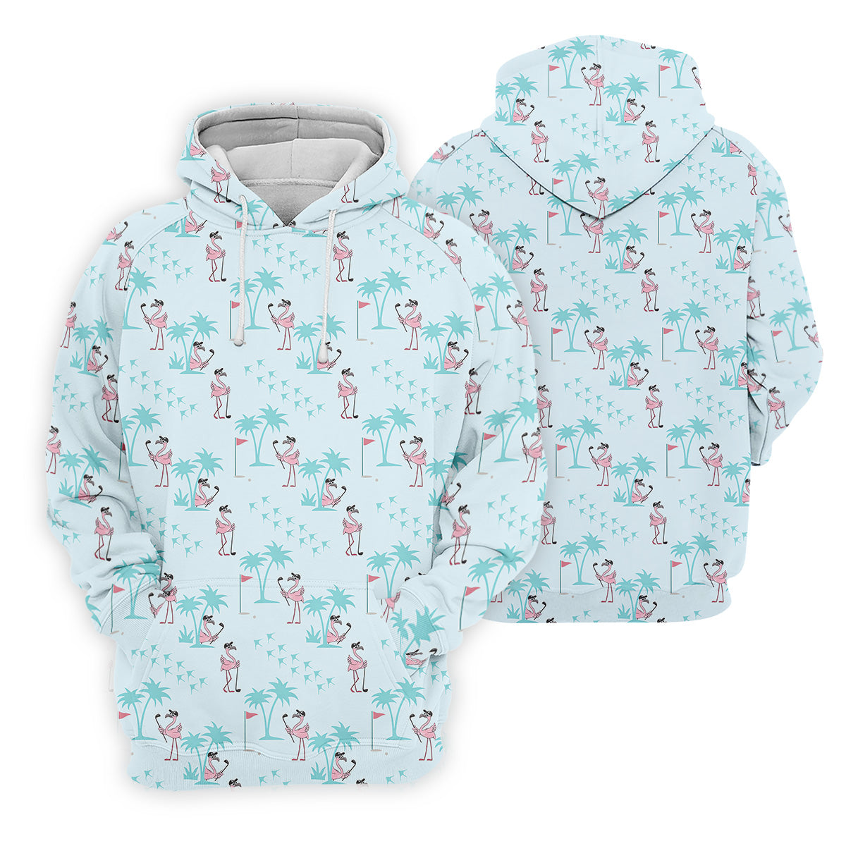 Tropical Flamingo Blue Golf Shirt, Short Sleeve Button Down, Men Polo, Golf Gift For Men