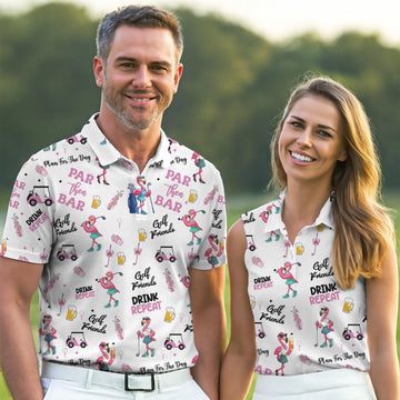 Par Then Bar Flamingo Golf Shirt, Fun Womens Golf Shirts, Sleeveless Womens Golf Shirts, Matching Golf Shirts