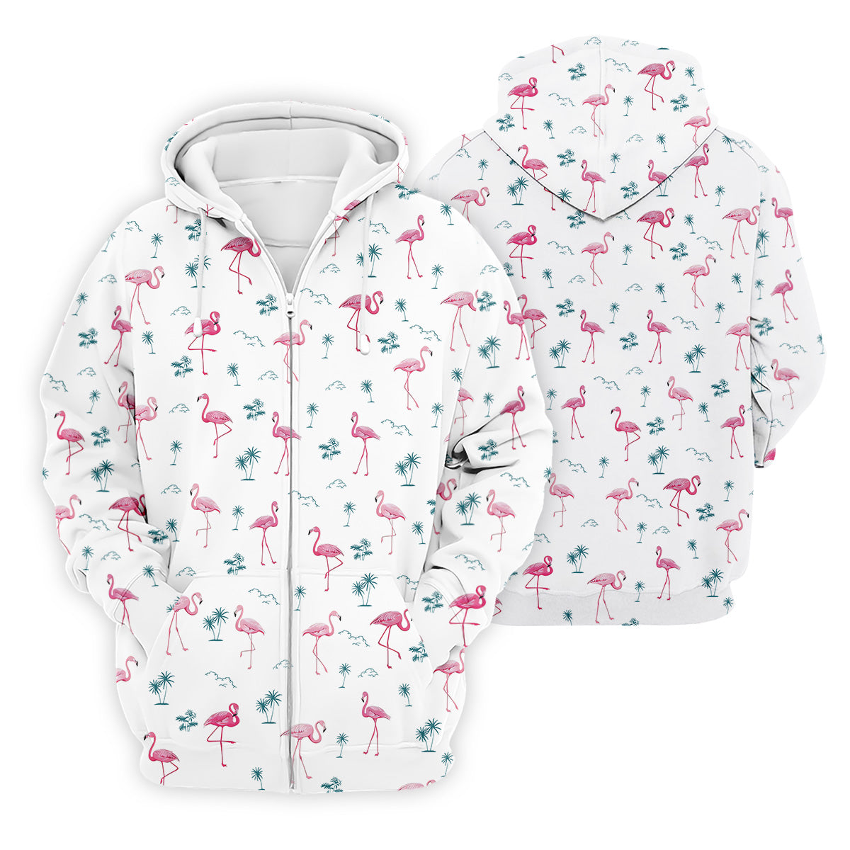 Flamingo Tropical White Polo Shirt Mens, Summer Polo Shirts, Unique Gift For Golfer