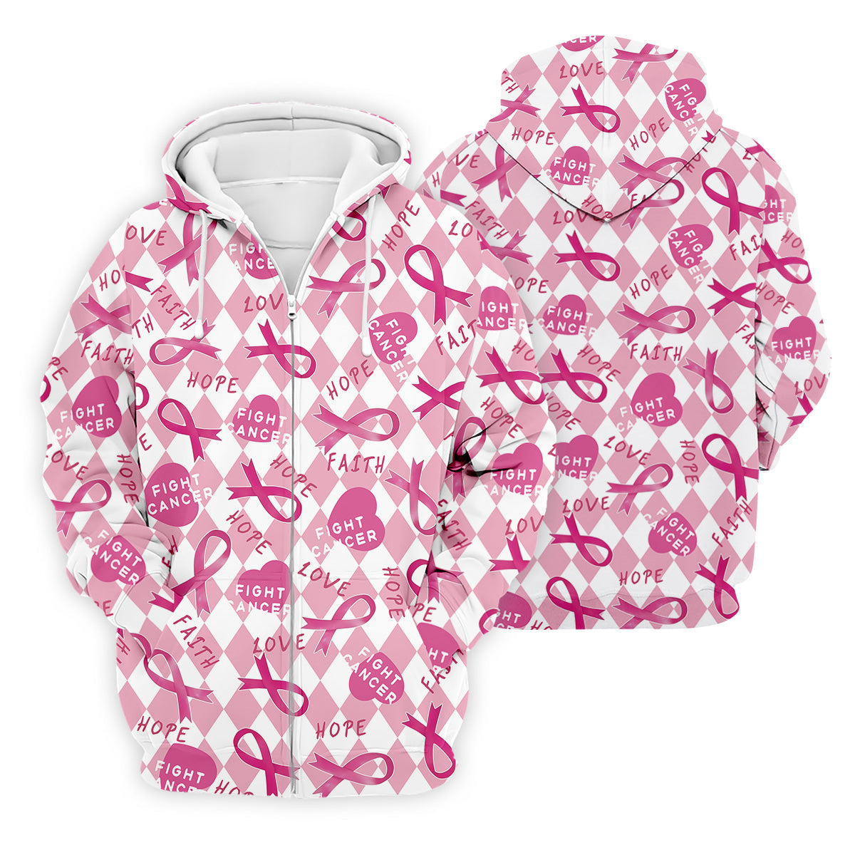 Faith Hope Fight Cancer Men's Golf Shirt, Breast Cancer Awareness Shirt, Golf Shirts For Men