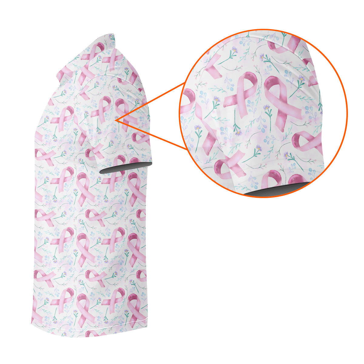 Pink Floral Breast Cancer Golf Shirt, Mens Golf Polo Shirts, White Polo Shirt Mens, Golfing Apparel