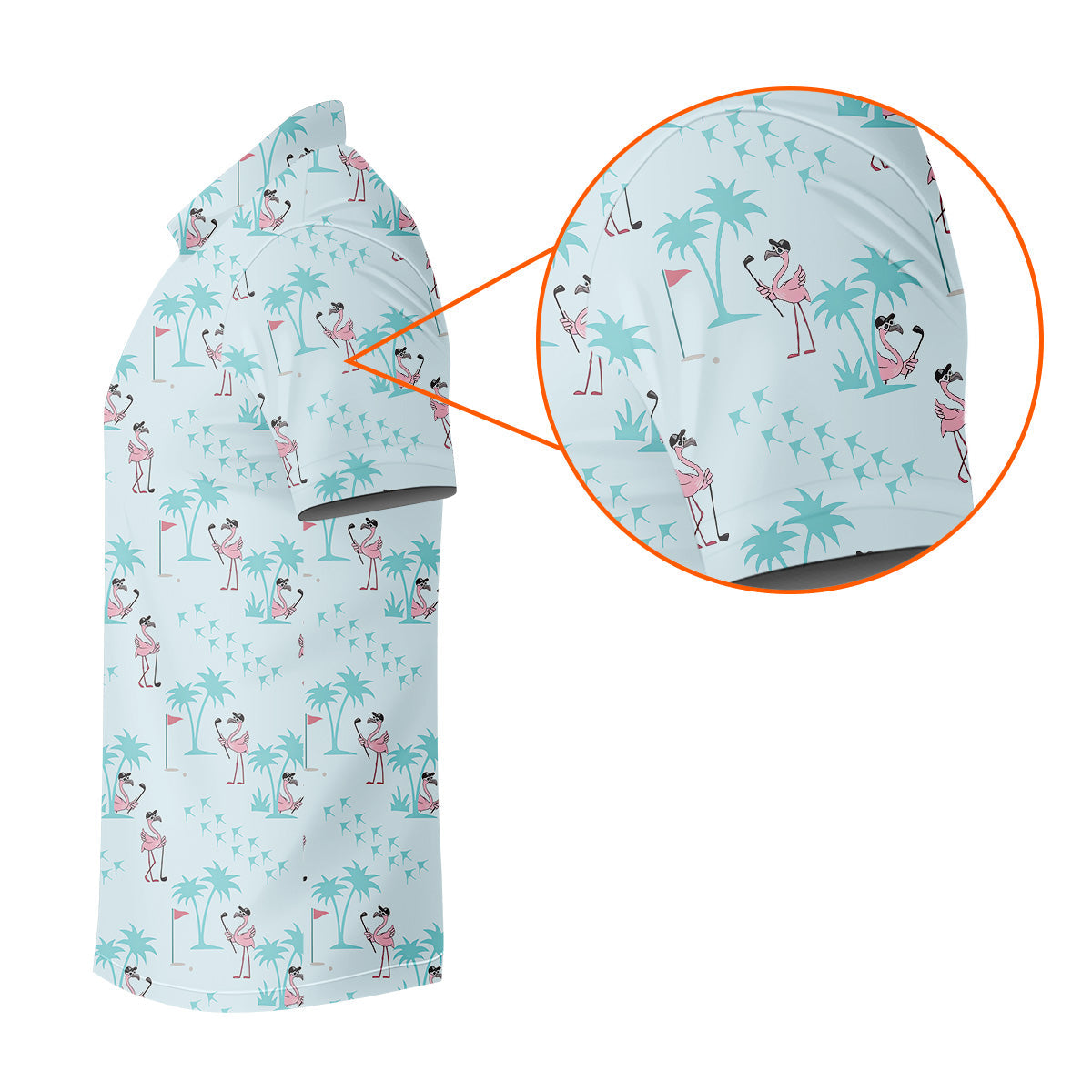 Tropical Flamingo Blue Golf Shirt, Short Sleeve Button Down, Men Polo, Golf Gift For Men