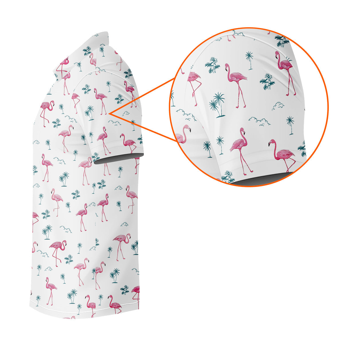 Flamingo Tropical White Polo Shirt Mens, Summer Polo Shirts, Unique Gift For Golfer