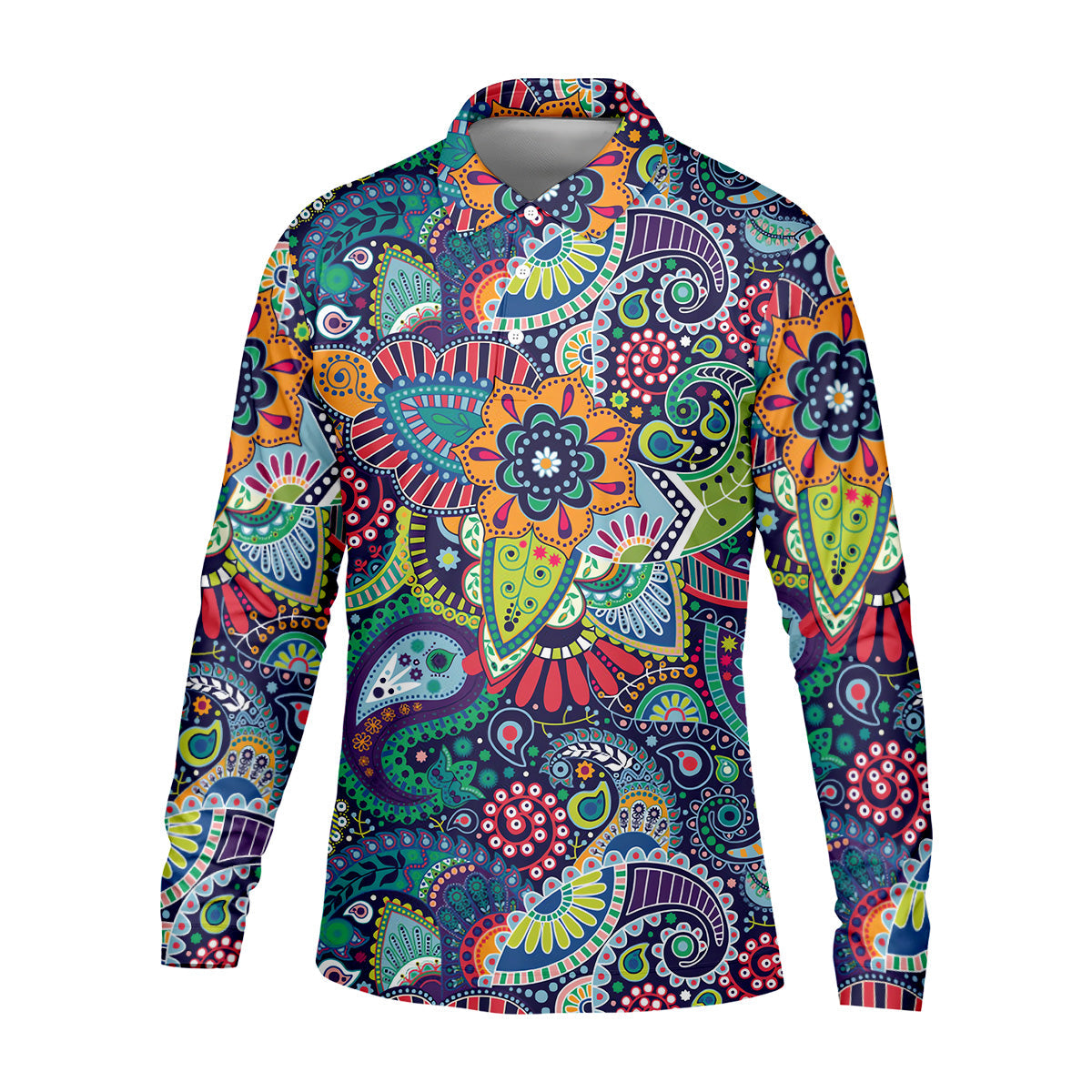 Colorful Paisley Men Polo, Mens Paisley Shirts, Mens Golf Polo Shirts, Golf Gift For Men