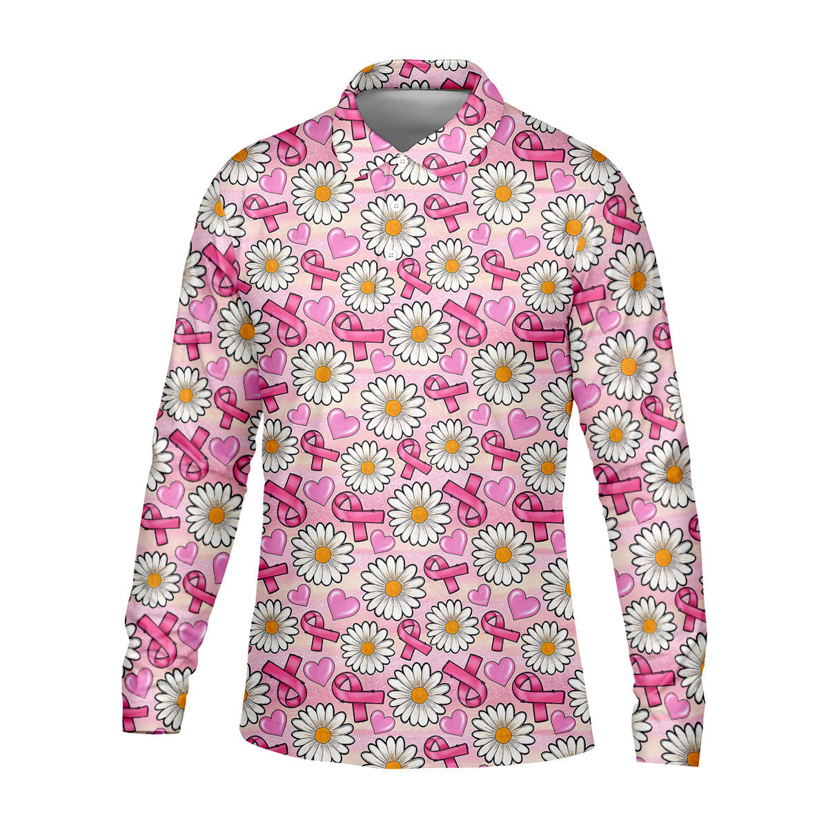Daisy Pink Breast Cancer Golf Shirt, Mens Golf Polo Shirts, White Polo Shirt Mens, Golfing Apparel