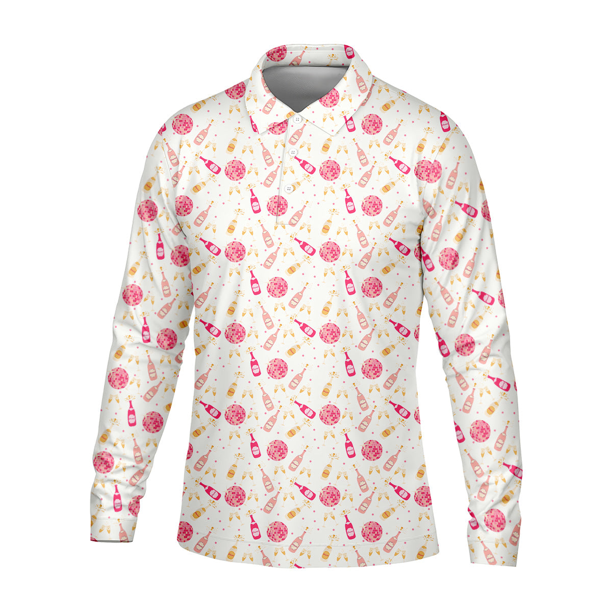 Champagne Pink Mens Pink Golf Polo, Bachelorette Shirts, Fun Golf Shirts For Men, Golfing Apparel