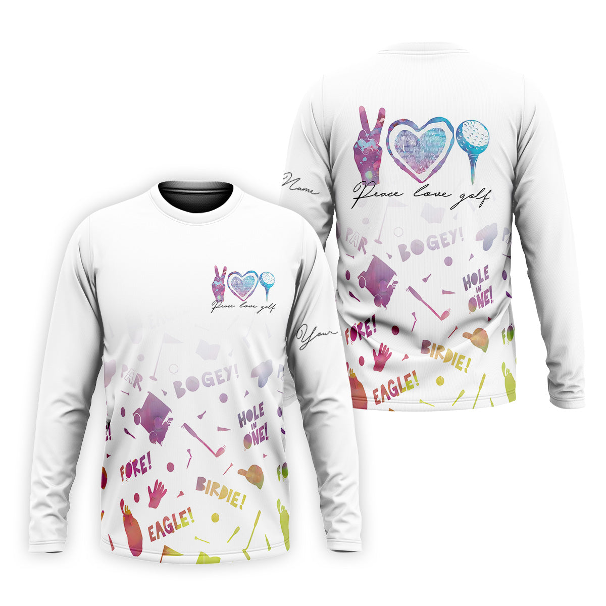 Peace Love Golf Watercolor Shirt, White Polo Shirt Mens, Golf Accessories For Men, Hole In One
