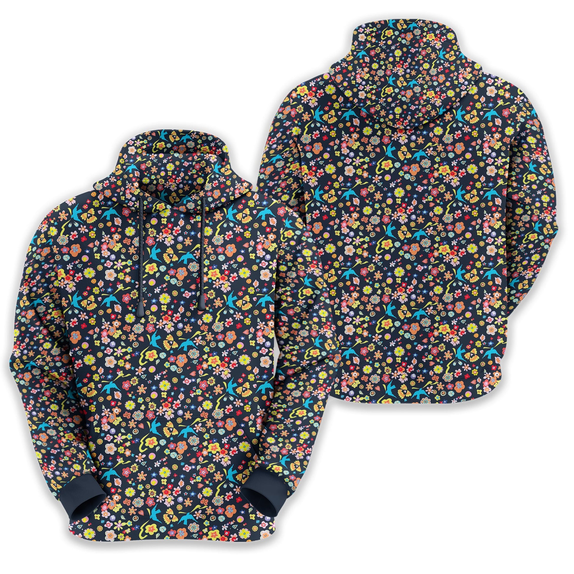 Floral Swallows Men's Golf Polo Shirt, Golfing Apparel, Gift For Golfers