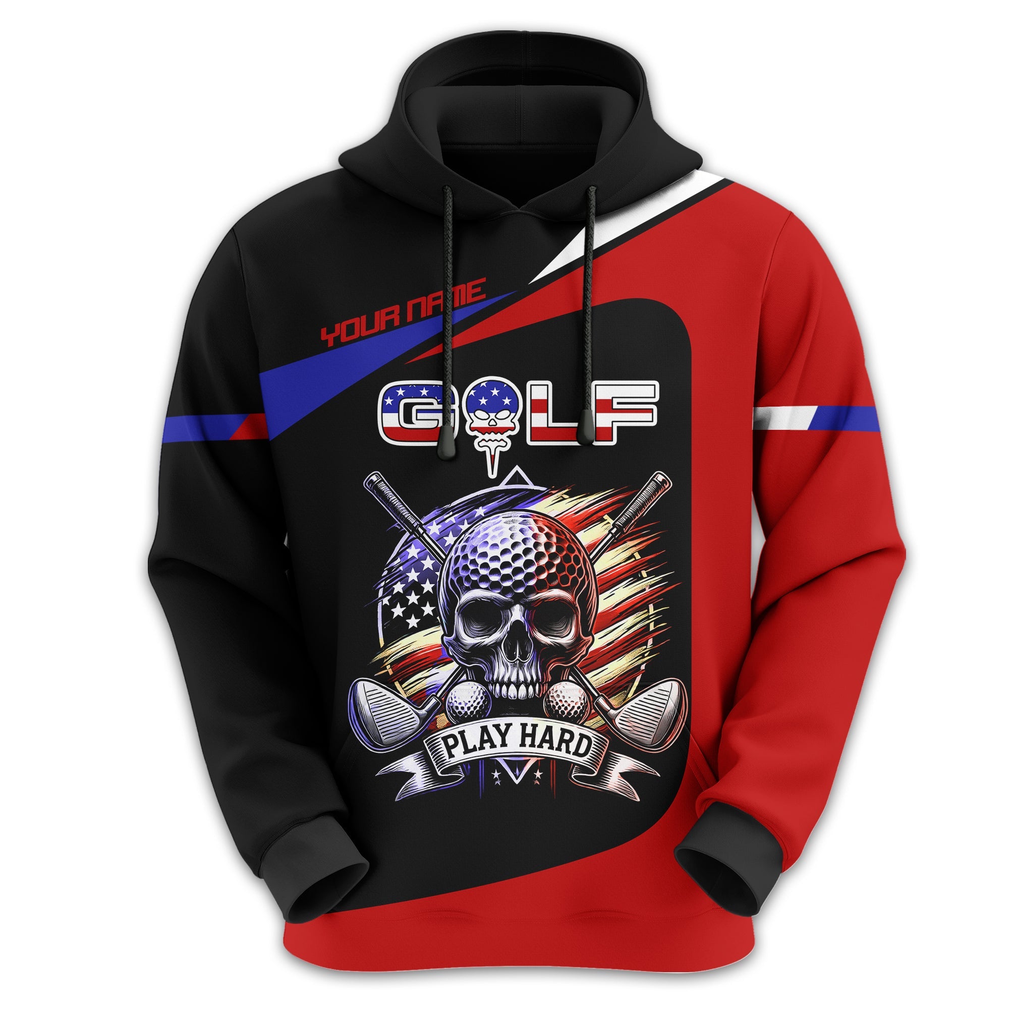 Skull And Flag Golf Shirt For Men, Personalized Golf Shirt, Patriotic Golf Shirt, Gift For Golfers