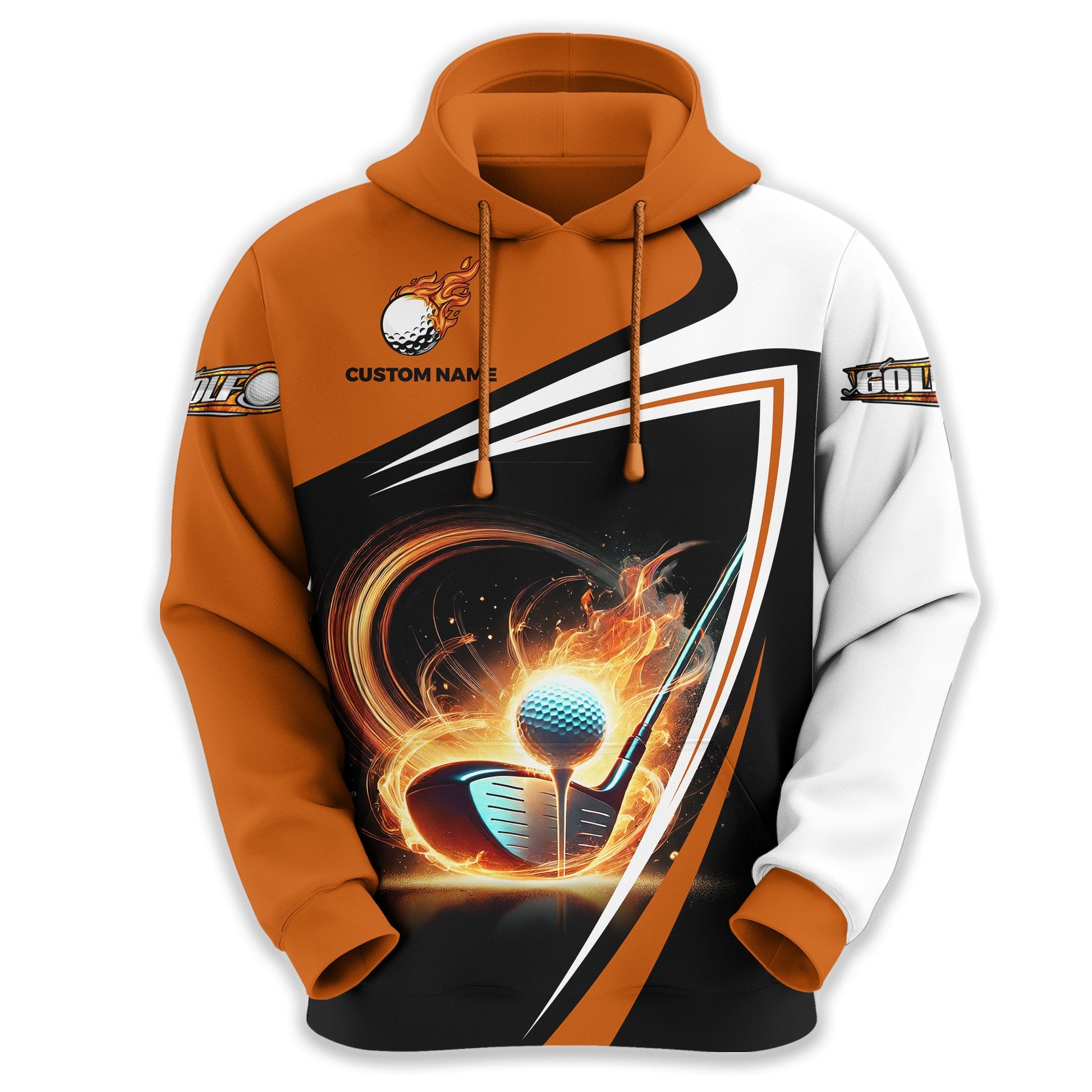 Golf Ball Fire Custom Name Men's Golf Polo Shirt, Golfing Apparel, Gift For Golfer