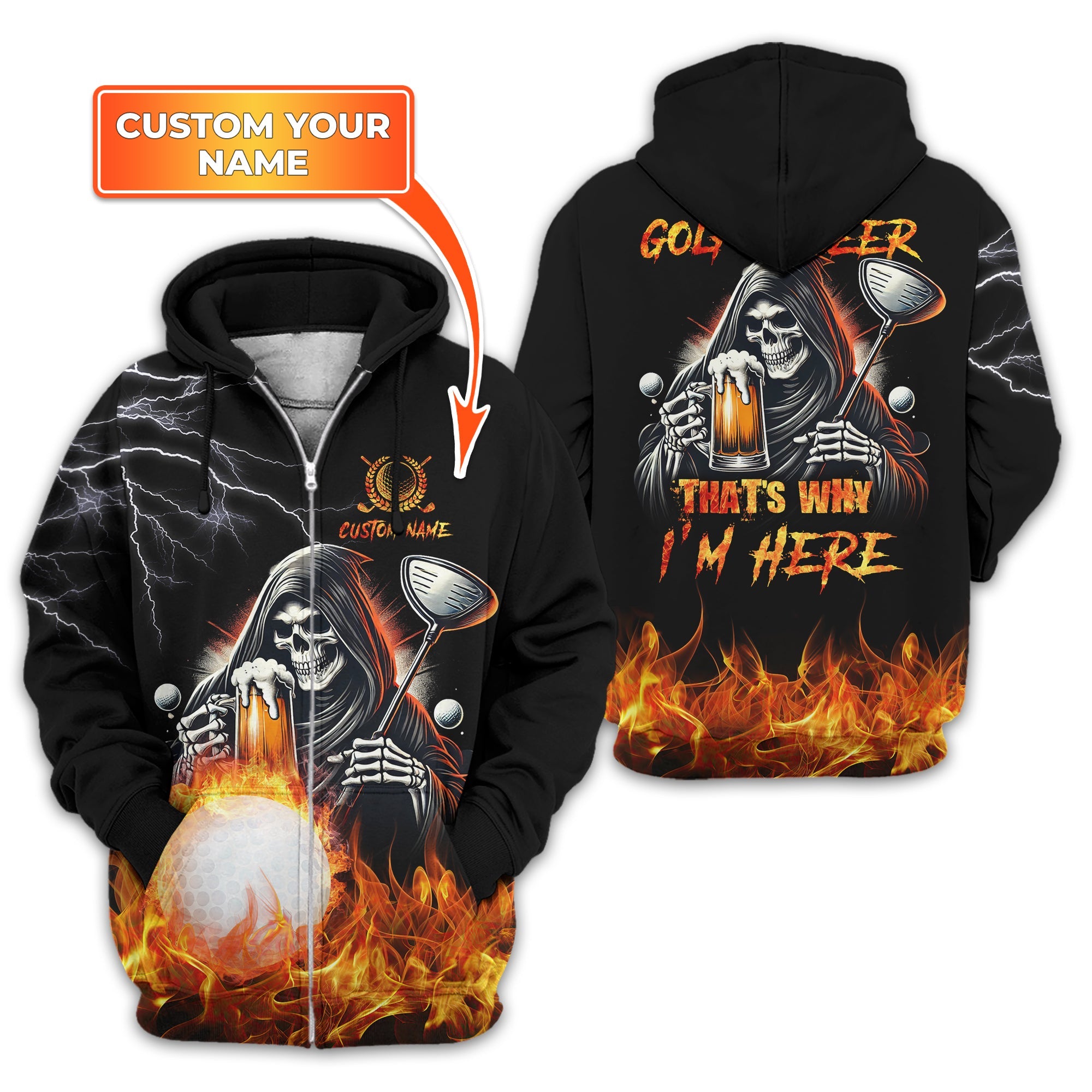 Golf & Beer Thats Why Im Here Custom Golf Shirt, Personalized Golf Shirt, Unique Gift For Golfer