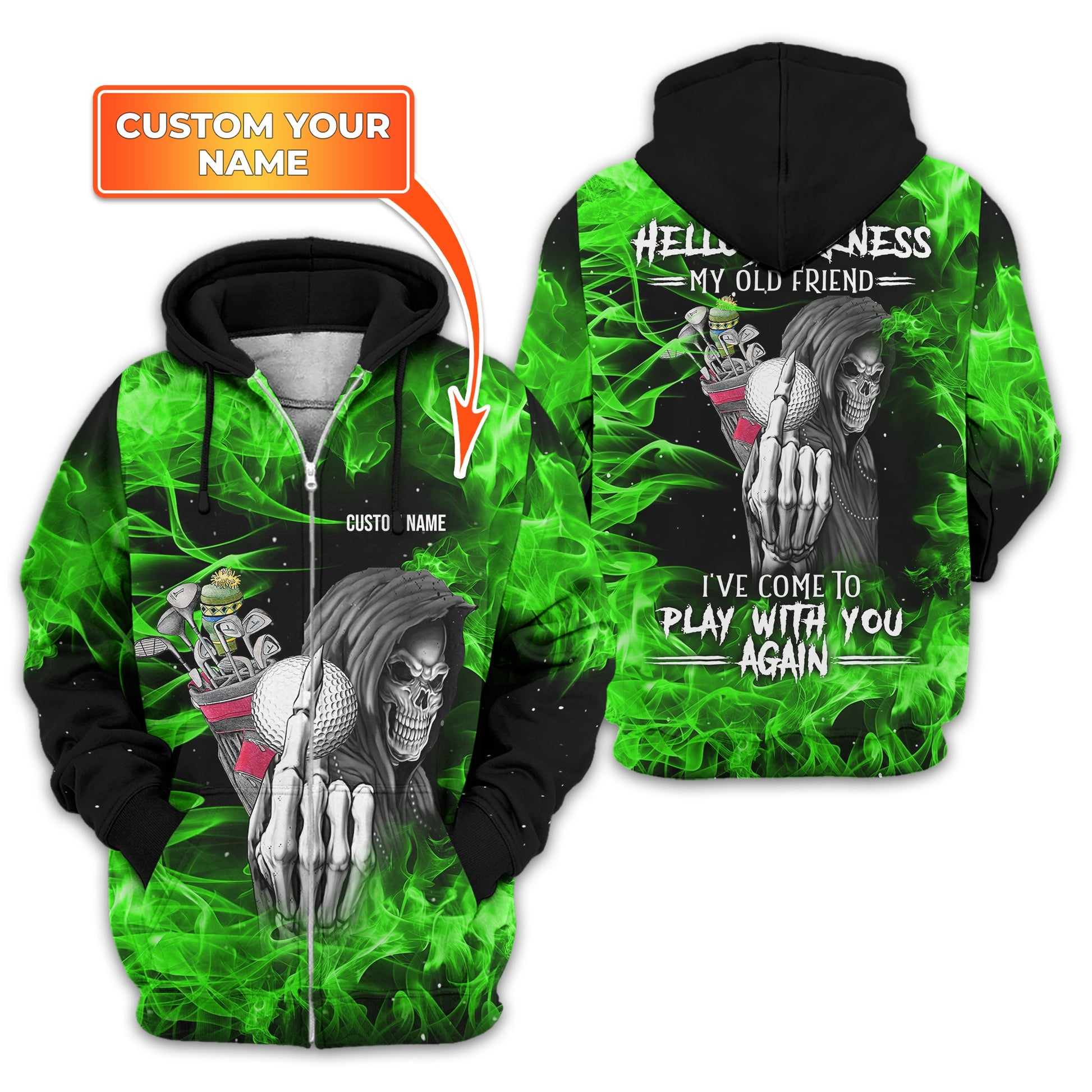 Hello Darkness My Old Friend Personalized Golf Polo Shirt, Golf Shirt For Men, Gift For Golfers