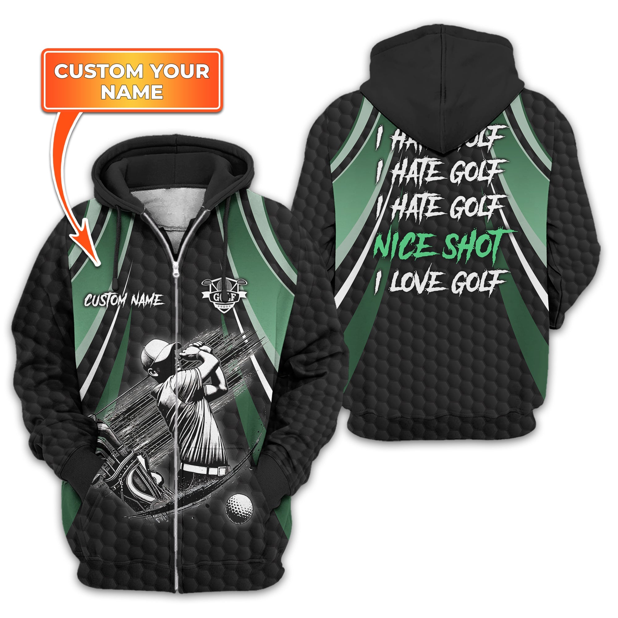 I Hate Golf Custom Men's Golf Polo Shirt, Funny Golf Shirt, Gift For Golfer