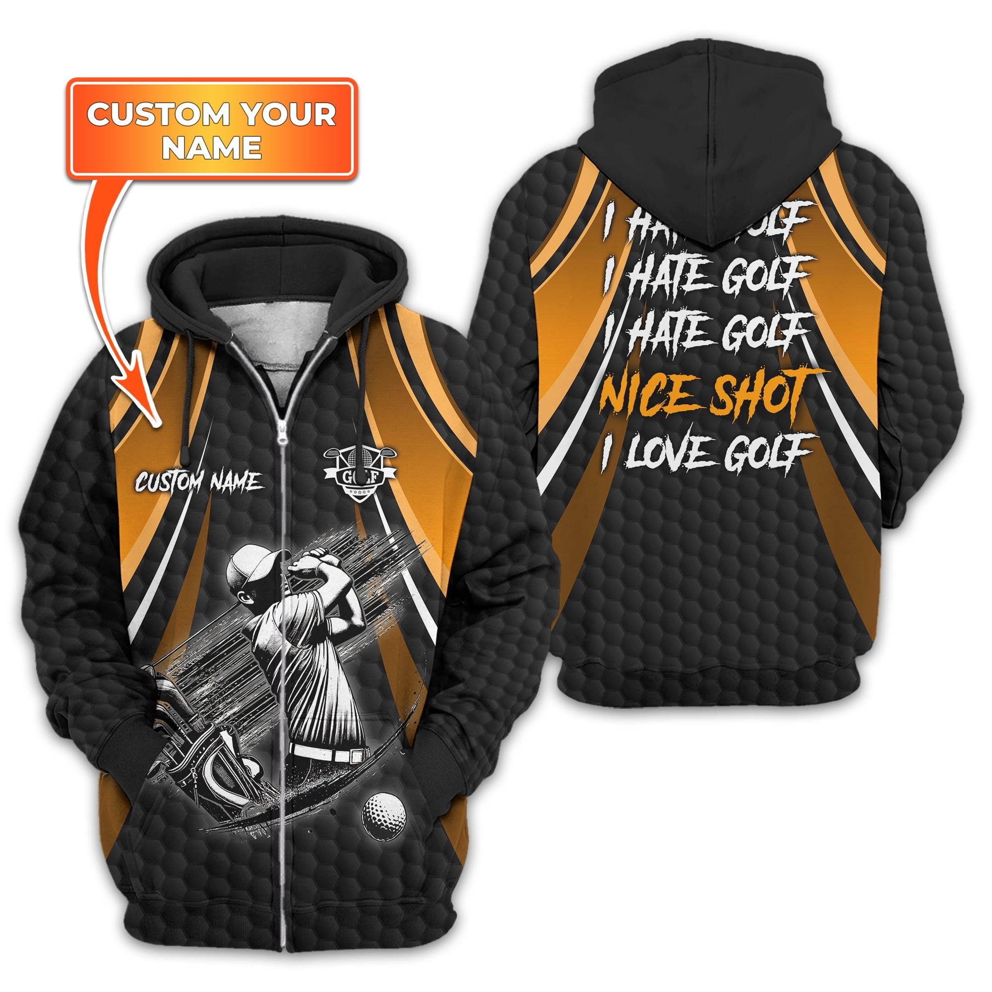 I Hate Golf Custom Men's Golf Polo Shirt, Funny Golf Shirt, Gift For Golfer