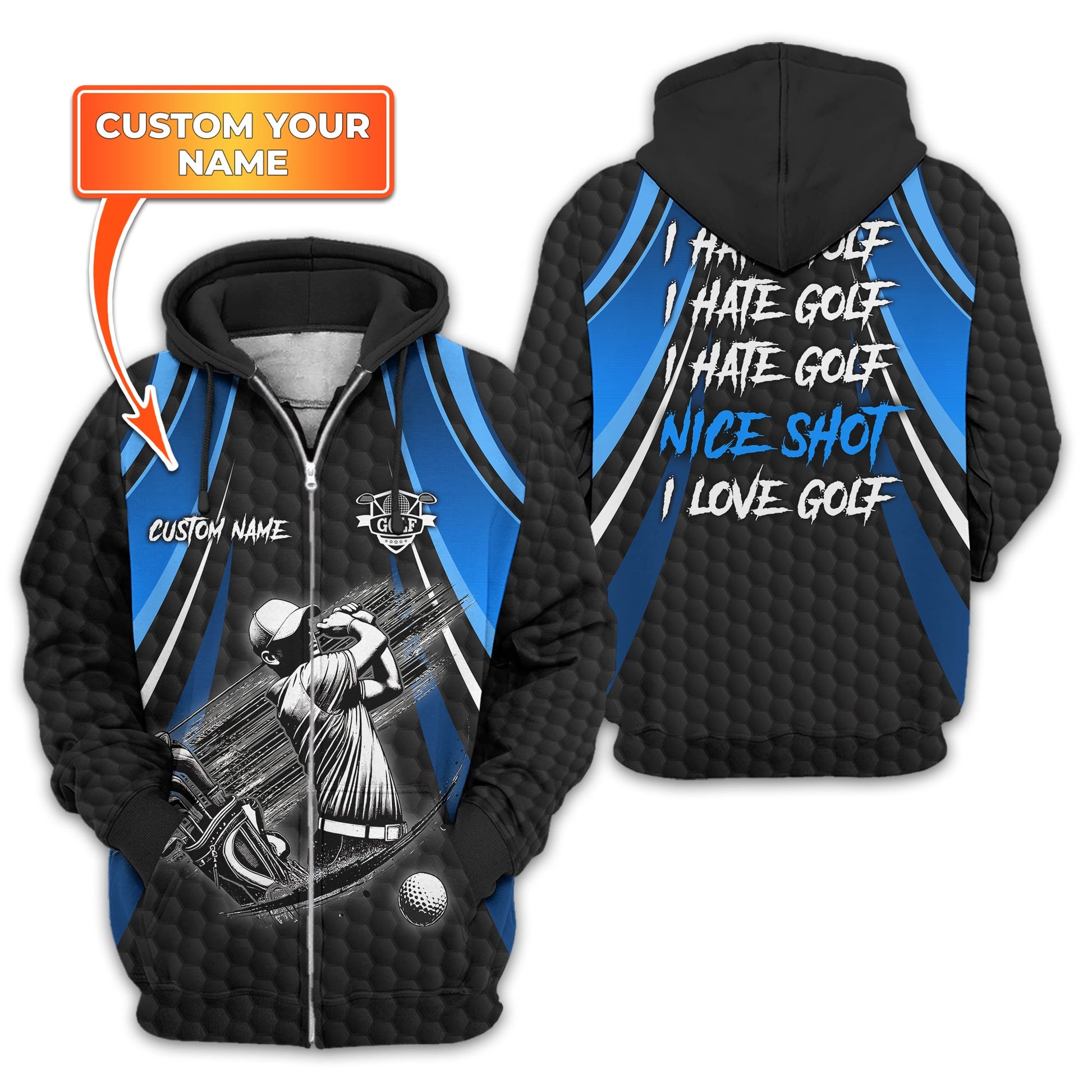 I Hate Golf Custom Men's Golf Polo Shirt, Funny Golf Shirt, Gift For Golfer